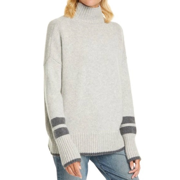 La Ligne New York Kinsley Stripes Wool & Cashmere Turtleneck Sweater - Picture 1 of 12